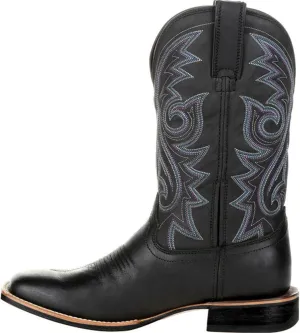 Wide Calf Cowboy Boots Square Toe Embroidered Western Boots For Men Slip On Leather Light Weight Work Boots