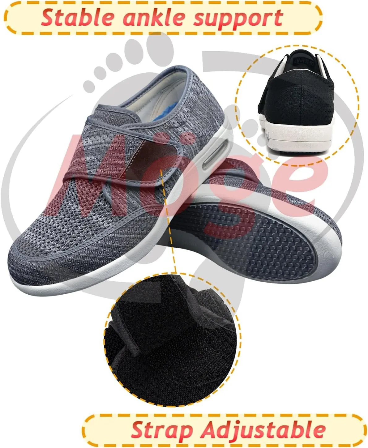 Wide Fit Trainers for Men - Comfortable Medical Shoes for Swollen Feet and Edema Relief