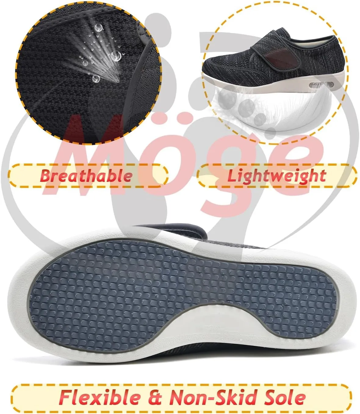 Wide Fit Trainers for Men - Comfortable Medical Shoes for Swollen Feet and Edema Relief