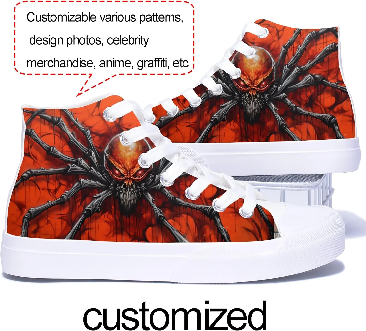 Women Fashion Sneakers Custom Personalized Design Patterns Printing Shoes with Photo Name Canvas Sneakers Customized Cosplay High-Top Shoes