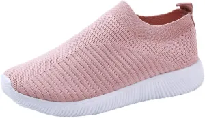 Women's Athletic Walking Shoes Slip On Casual Mesh Walking Shoes Women Comfort Ladies Casual Shoes Men's Fashion Sneakers Red Tennis Shoe Loafers Dress Shoe