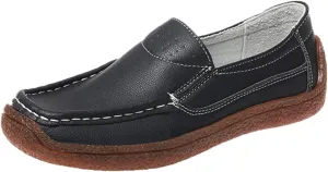 Women's Ballet Flats Flat Solid Leather Shoes Casual Breathable Single Shoes Soft Walking Driving Shoes