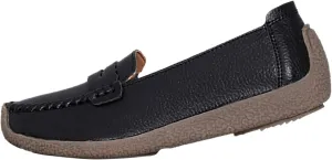 Women's Business Leather Shoes Breathable Soft Soled Walking Driving Shoes Comfortable Ballet Flats for Women