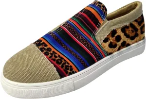 Womens Canvas Shoes Fashion Lightweight Snakeskin Stitching Flat Sneakers Summer Casual Slip Ons Low Cut Walking Shoes Breathable Color Block Platform Flats Loafers