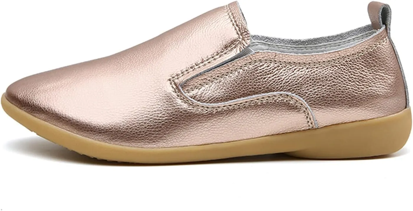 Women's Casual Round Head Moccasin Shoes Comfortable Leather Breathable Loafers Driving Outdoor Walking Nurse Breathable Driving Fashion Soft Shoes