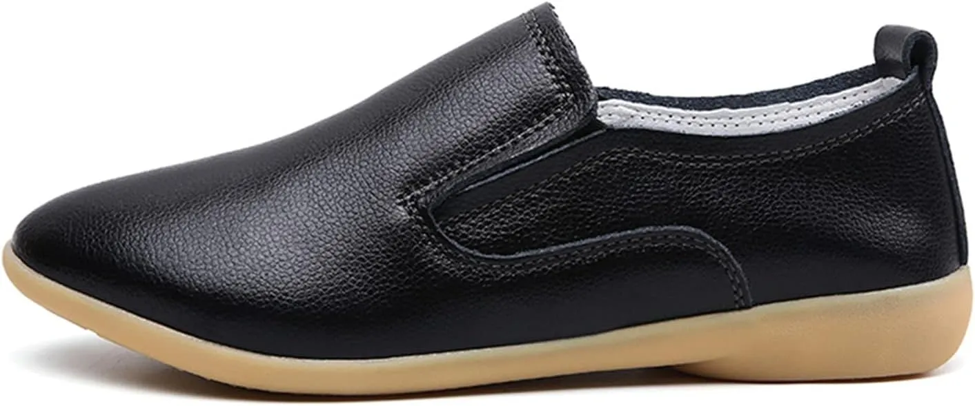 Women's Casual Round Head Moccasin Shoes Comfortable Leather Breathable Loafers Driving Outdoor Walking Nurse Breathable Driving Fashion Soft Shoes