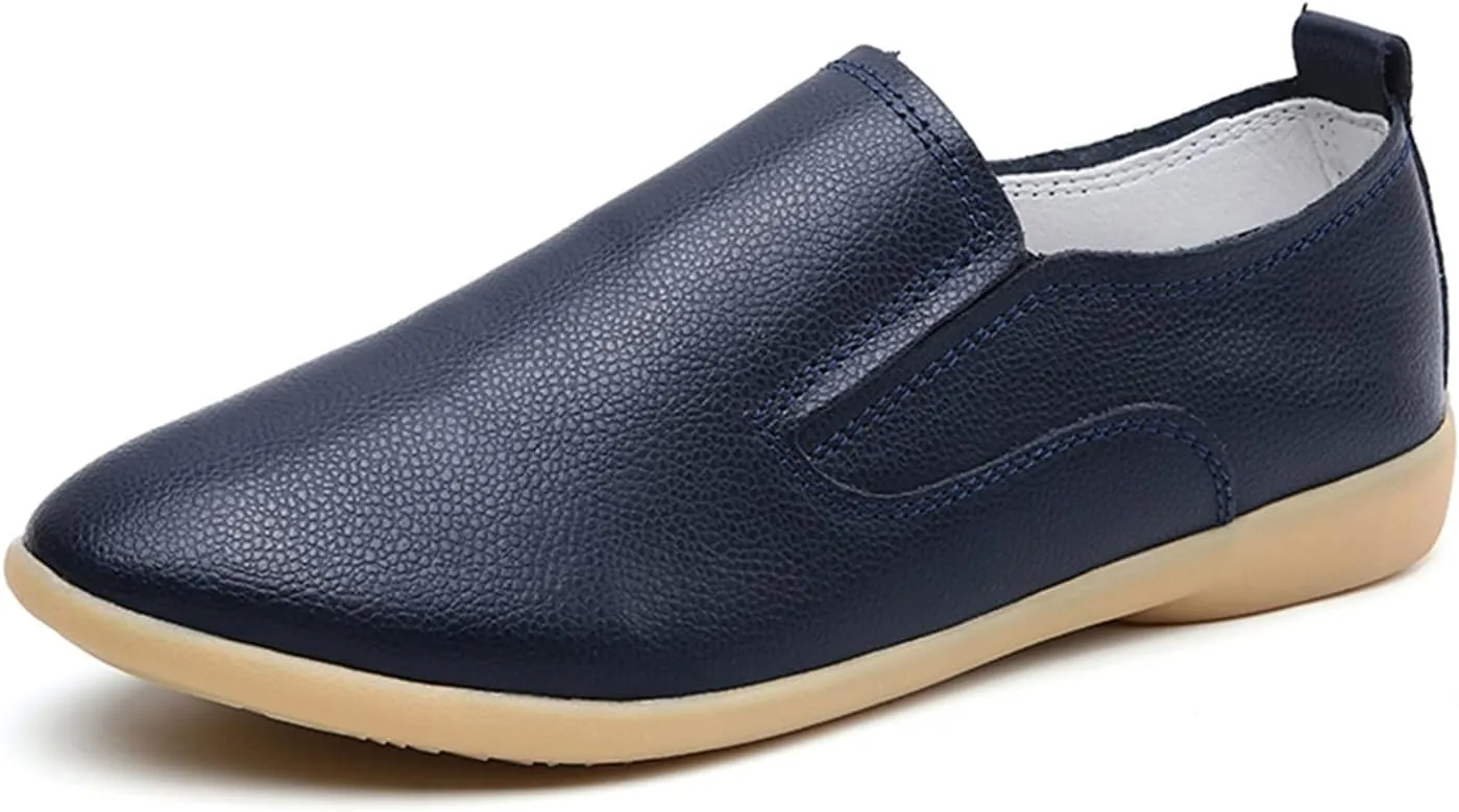 Women's Casual Round Head Moccasin Shoes Comfortable Leather Breathable Loafers Driving Outdoor Walking Nurse Breathable Driving Fashion Soft Shoes