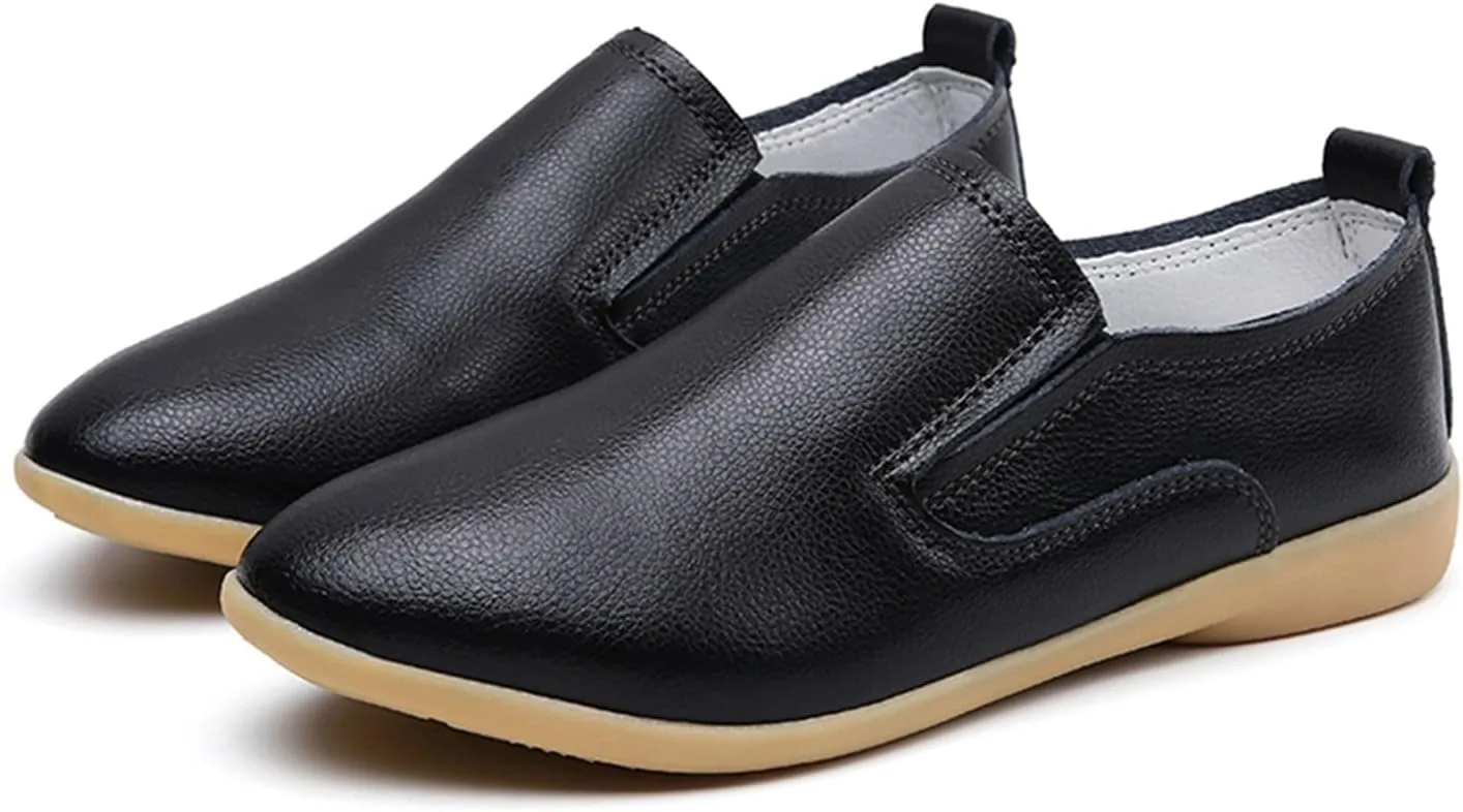 Women's Casual Round Head Moccasin Shoes Comfortable Leather Breathable Loafers Driving Outdoor Walking Nurse Breathable Driving Fashion Soft Shoes