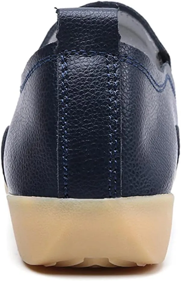 Women's Casual Round Head Moccasin Shoes Comfortable Leather Breathable Loafers Driving Outdoor Walking Nurse Breathable Driving Fashion Soft Shoes