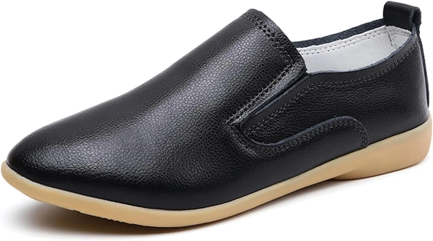 Women's Casual Round Head Moccasin Shoes Comfortable Leather Breathable Loafers Driving Outdoor Walking Nurse Breathable Driving Fashion Soft Shoes