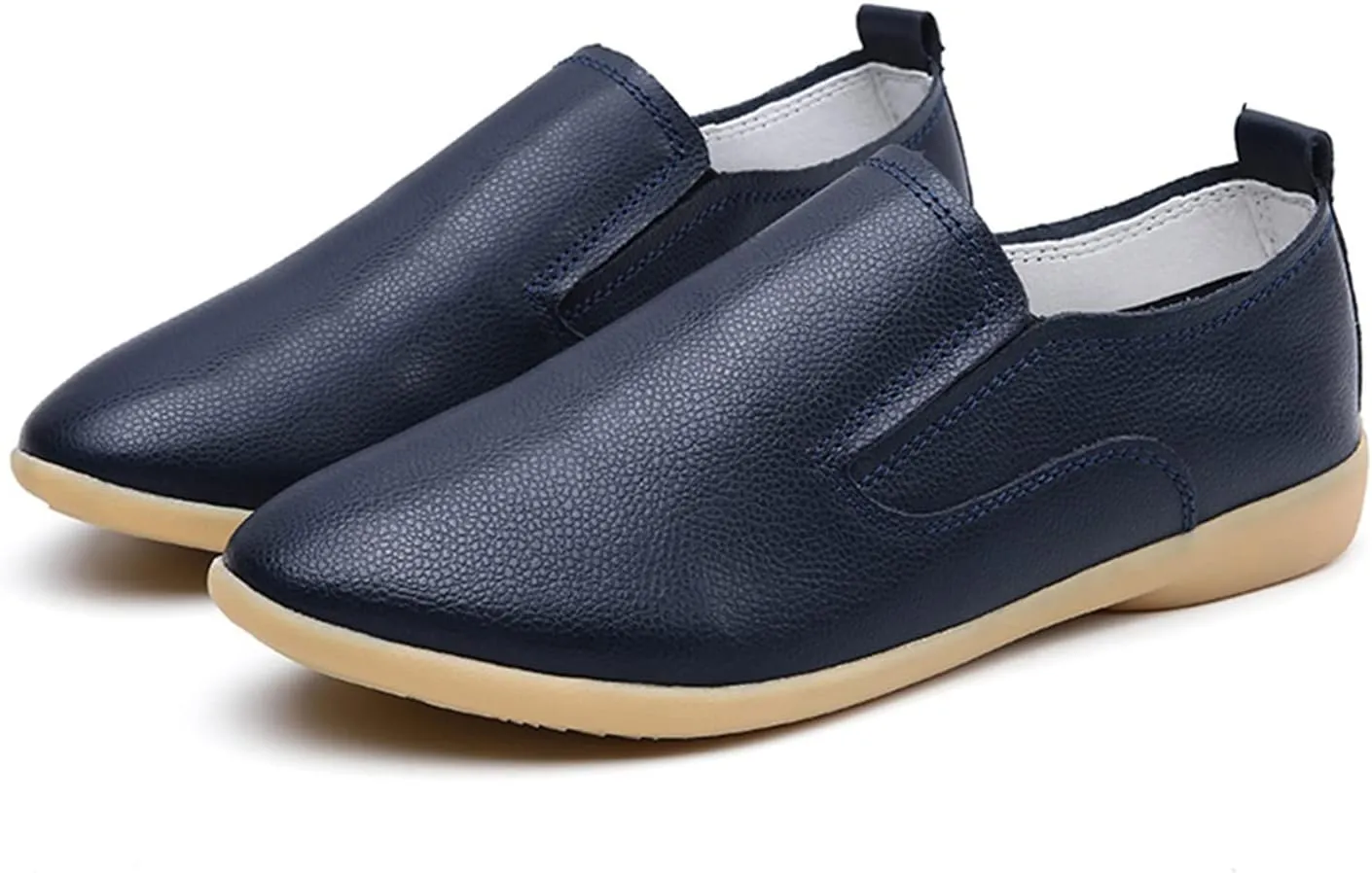 Women's Casual Round Head Moccasin Shoes Comfortable Leather Breathable Loafers Driving Outdoor Walking Nurse Breathable Driving Fashion Soft Shoes