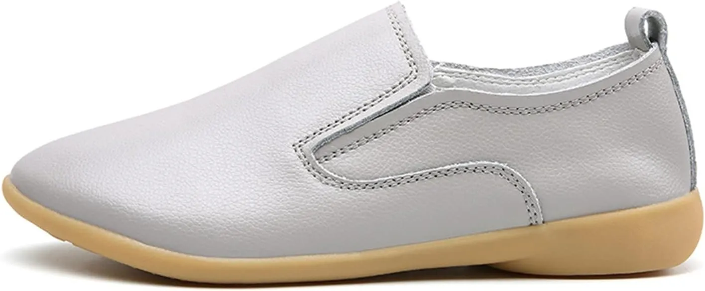 Women's Casual Round Head Moccasin Shoes Comfortable Leather Breathable Loafers Driving Outdoor Walking Nurse Breathable Driving Fashion Soft Shoes