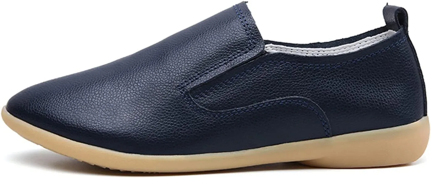 Women's Casual Round Head Moccasin Shoes Comfortable Leather Breathable Loafers Driving Outdoor Walking Nurse Breathable Driving Fashion Soft Shoes