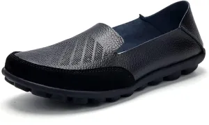 Women's Casual Round Toe Moccasins Comfortable Leather Breathable Slippers Arch Support Memory Foam Insoles Driving Outdoor Walking Nurse Breathable Driving Fashion Moccasins