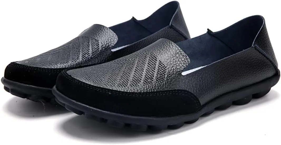 Women's Casual Round Toe Moccasins Comfortable Leather Breathable Slippers Arch Support Memory Foam Insoles Driving Outdoor Walking Nurse Breathable Driving Fashion Moccasins