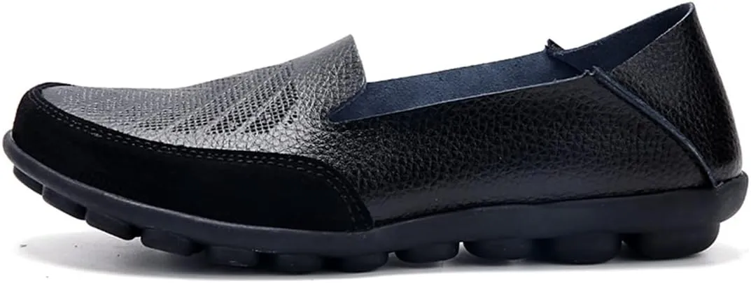 Women's Casual Round Toe Moccasins Comfortable Leather Breathable Slippers Arch Support Memory Foam Insoles Driving Outdoor Walking Nurse Breathable Driving Fashion Moccasins