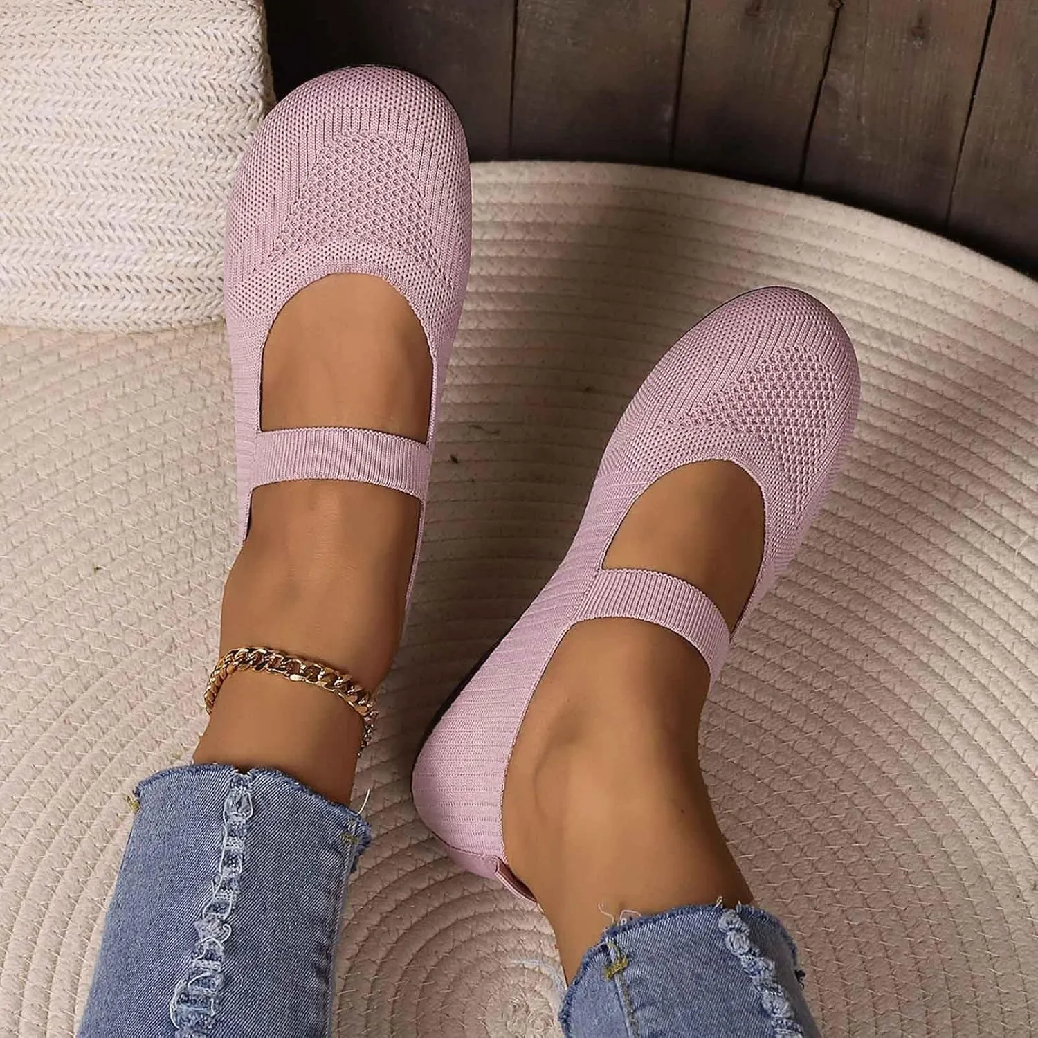 Women's Casual Shoes Everyday Comfort Breathable Design Ideal Summer Slip On Style with Flat Sole Lady Slip Shoe