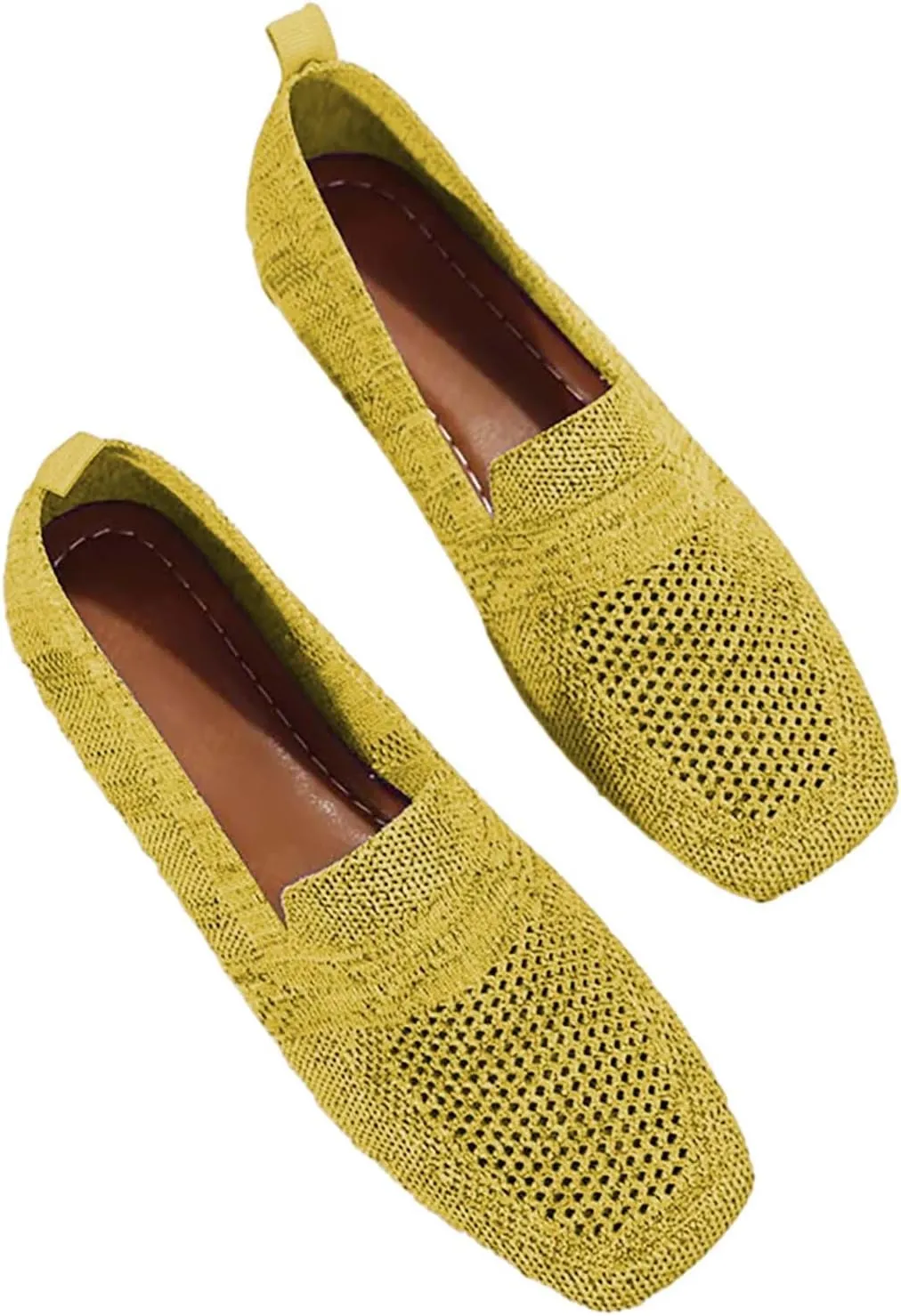 Women's Casual Shoes Knitted Breathable Soft Side Soft Sole Casual Sneakers Mesh Comfortable Casual Shoes Solid Color Round Toe Slip On Lightweight Breathable Flat Bottom