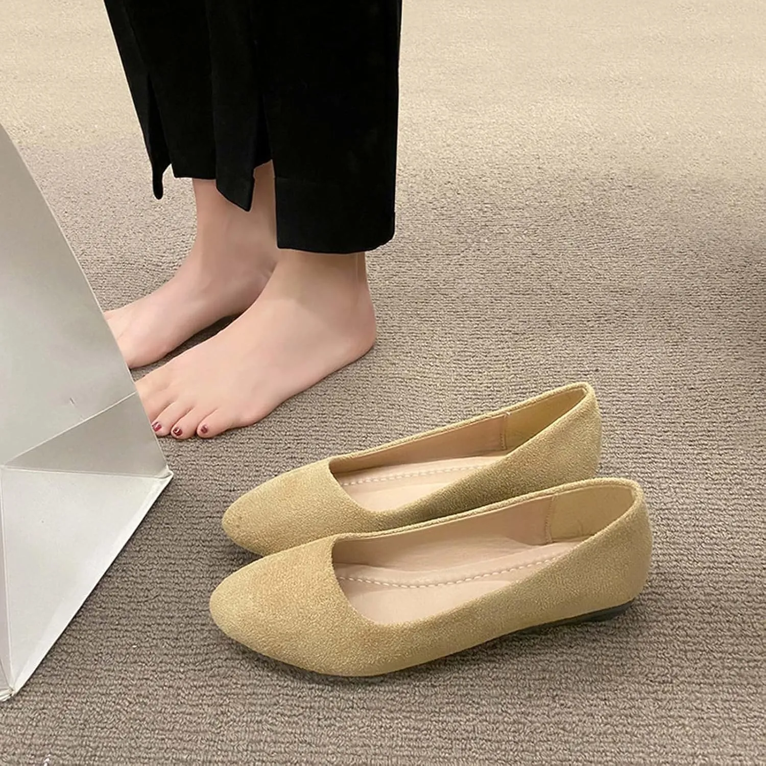 Women's Casual Slip On Comfortable Suede Shoes Low Heel Everyday Walking Footwear for Spring Summer Outfits