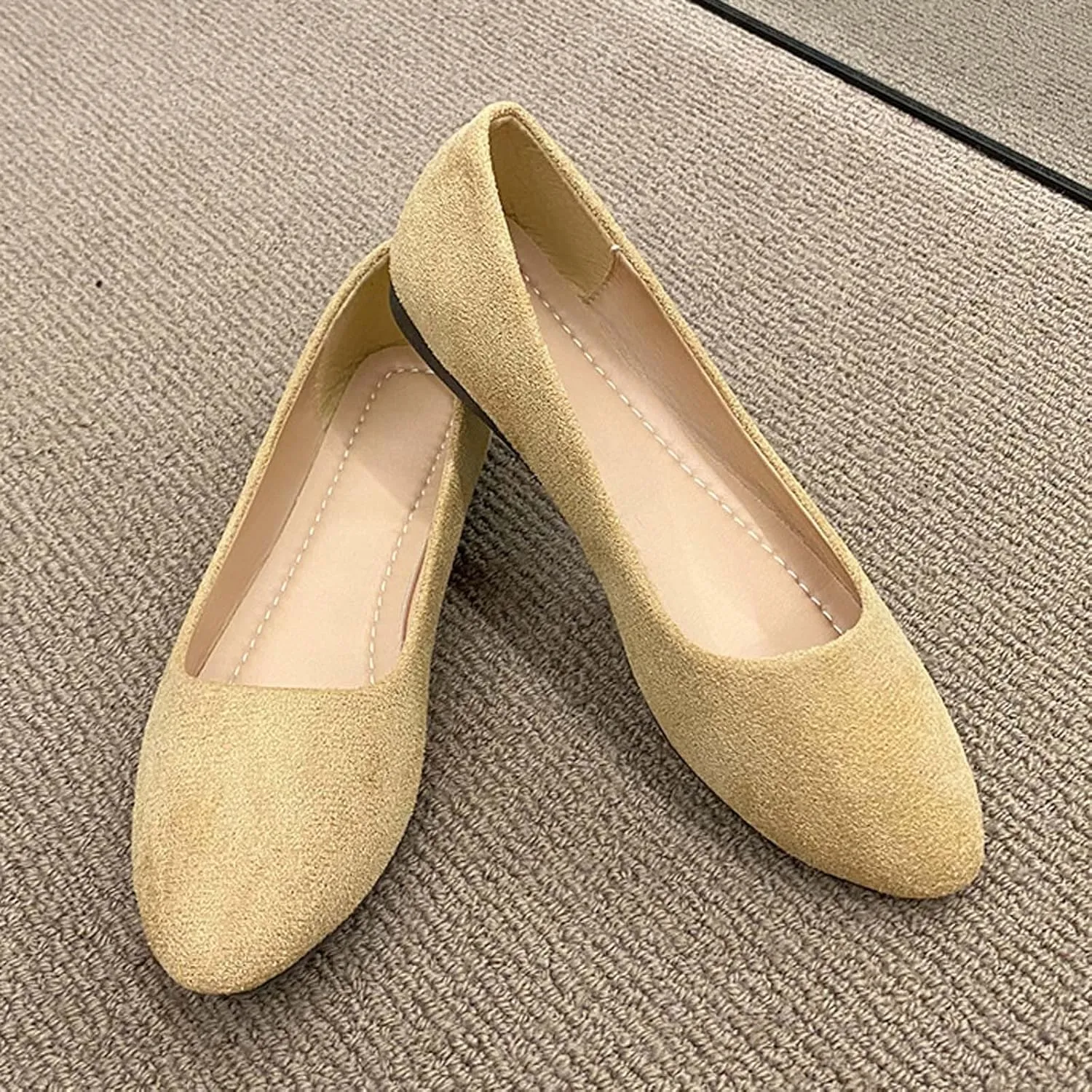 Women's Casual Slip On Comfortable Suede Shoes Low Heel Everyday Walking Footwear for Spring Summer Outfits