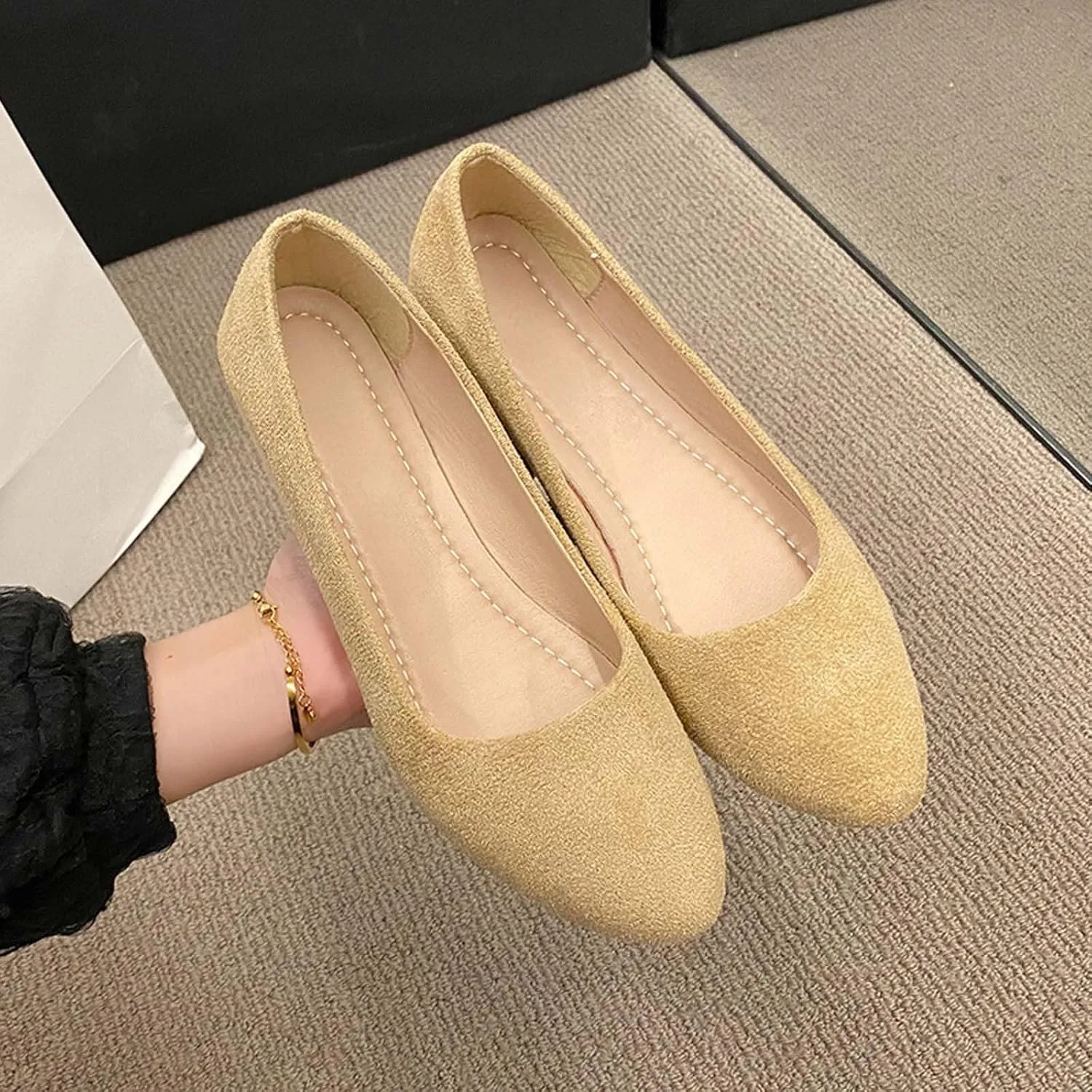 Women's Casual Slip On Comfortable Suede Shoes Low Heel Everyday Walking Footwear for Spring Summer Outfits