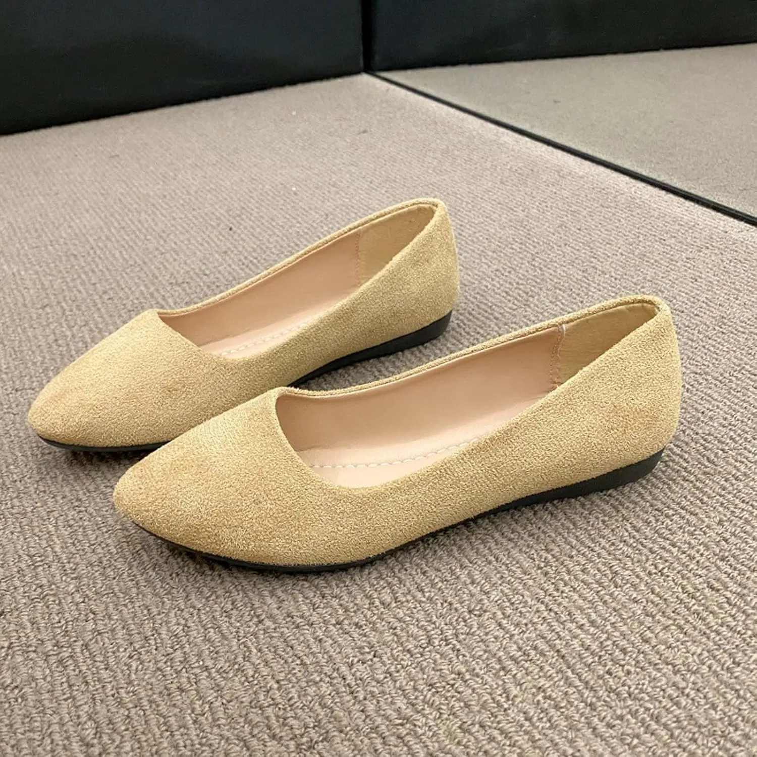 Women's Casual Slip On Comfortable Suede Shoes Low Heel Everyday Walking Footwear for Spring Summer Outfits