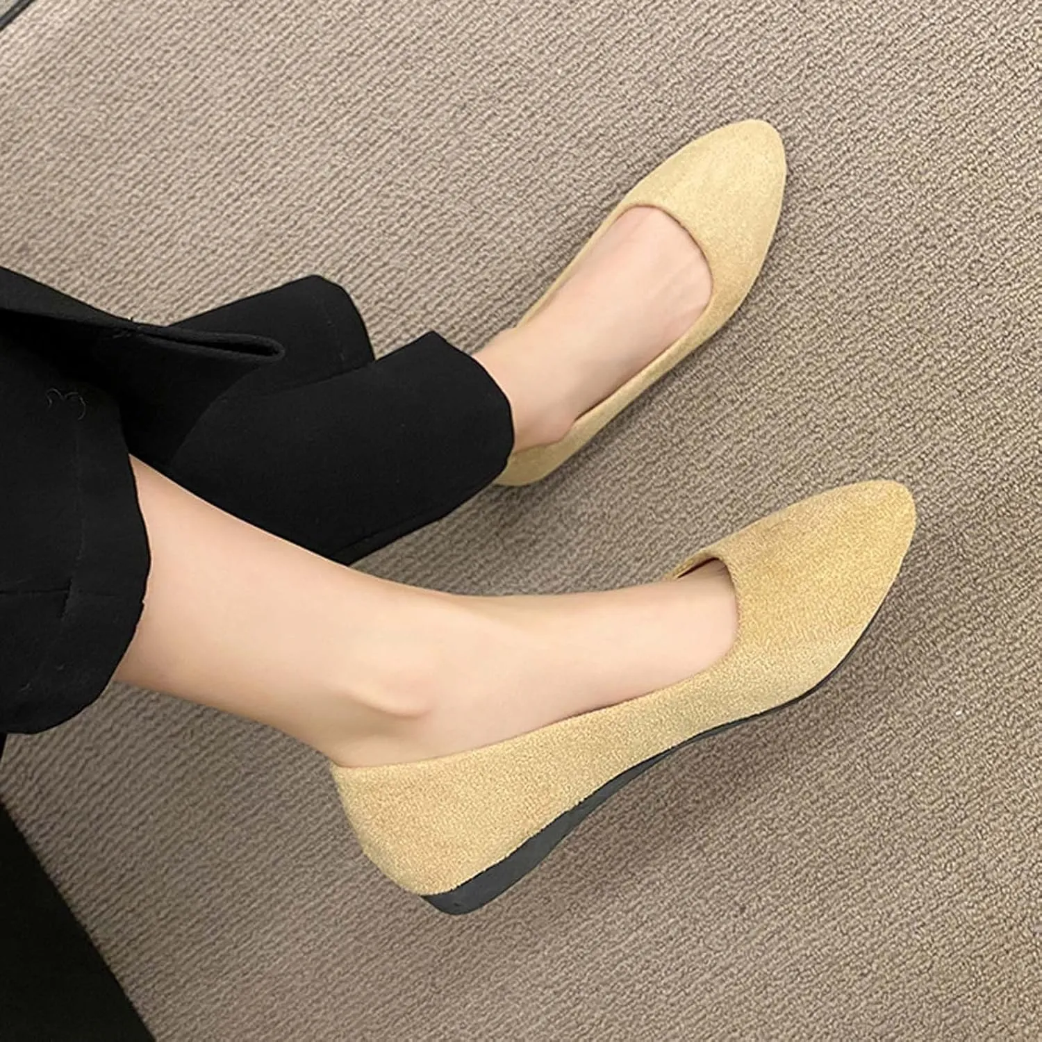 Women's Casual Slip On Comfortable Suede Shoes Low Heel Everyday Walking Footwear for Spring Summer Outfits