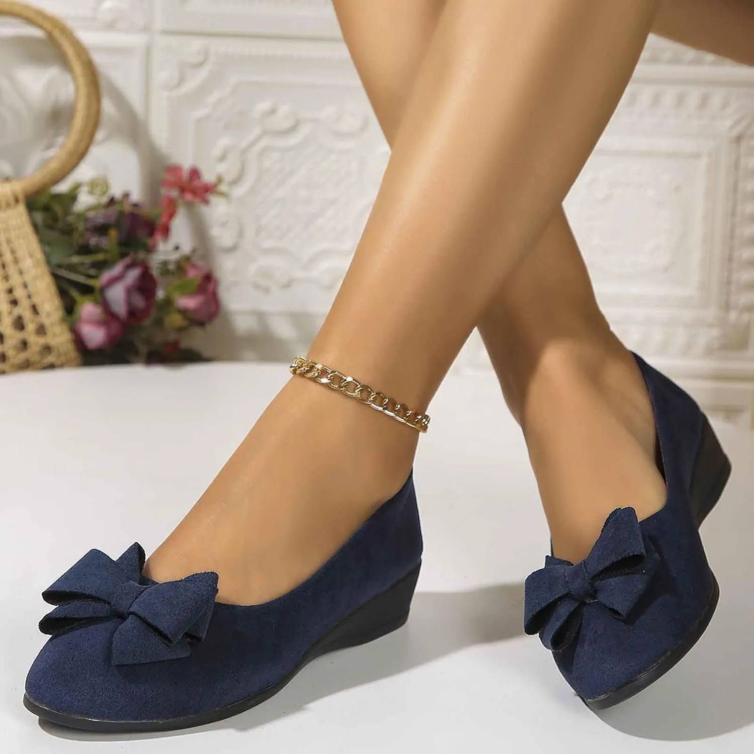Women's Casual Slip On Shoes Comfortable Everyday Wear Versatile Footwear for Work Dates and Leisure Stylish Design with Wedge Heel
