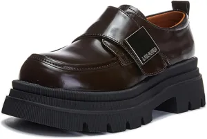 Women's Chunky Heel Slip On Loafers - Classic Retro Platform Business Fashion Single Shoes with Round Toe - Versatile Commuter Women's Shoes,Brown-34