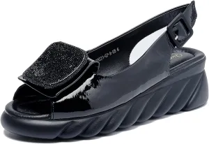 Women's Flat Peep Toe Ankle Strap Slingback Sandals with Rhinestone Accents & Padded Comfort – Street Style Shoes