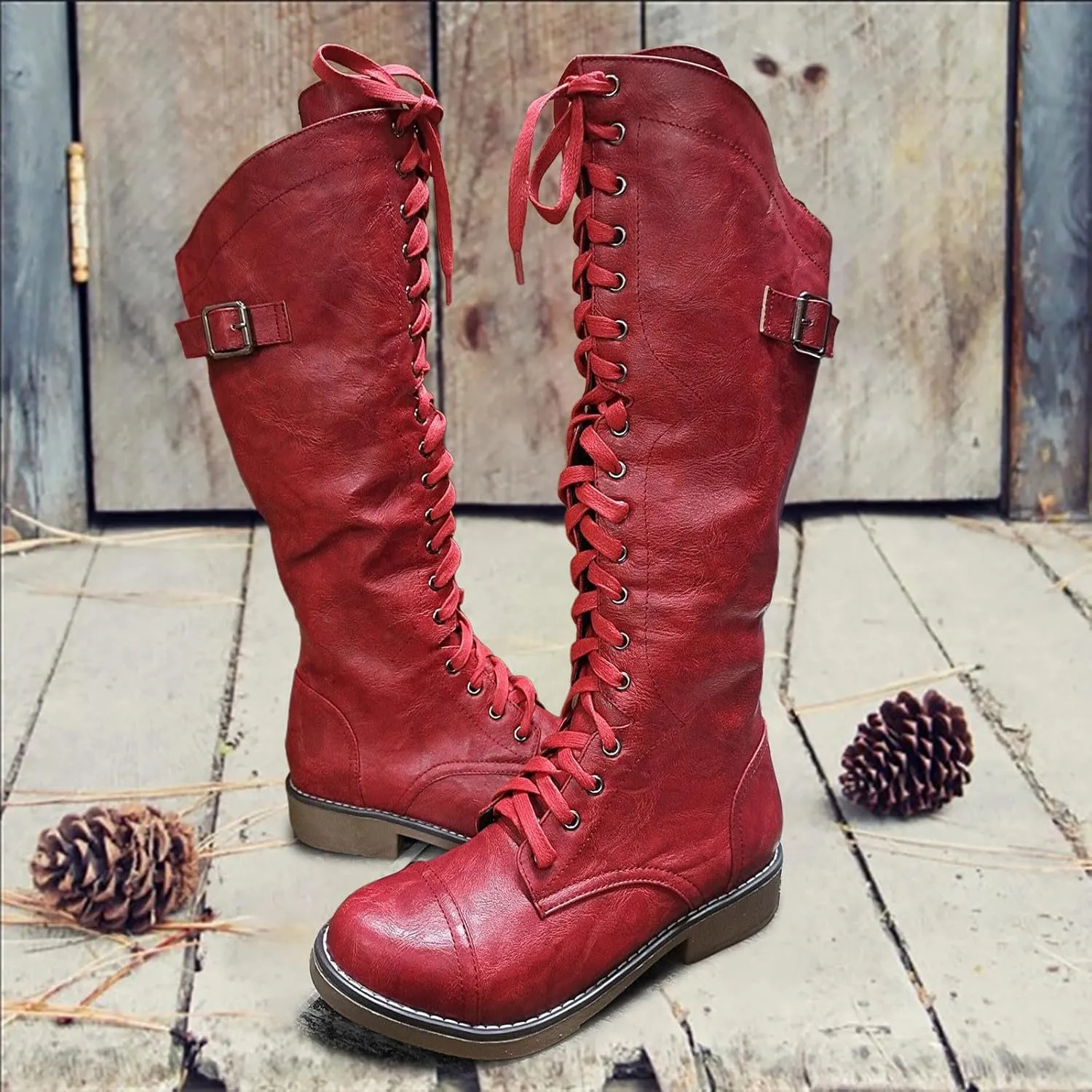 Womens Knee High Chunky Heel Boots Faux Suede Pointed Toe Side Zipper Boots Chelsea Chukka Cowboy Chunky Western Side Zipper