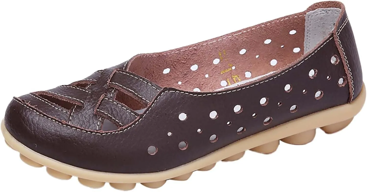 Womens Loafers Comfortable Orthopedic Breathable Leather Soft Sole Flats Driving Walking Casual Slip On Penny Shoes