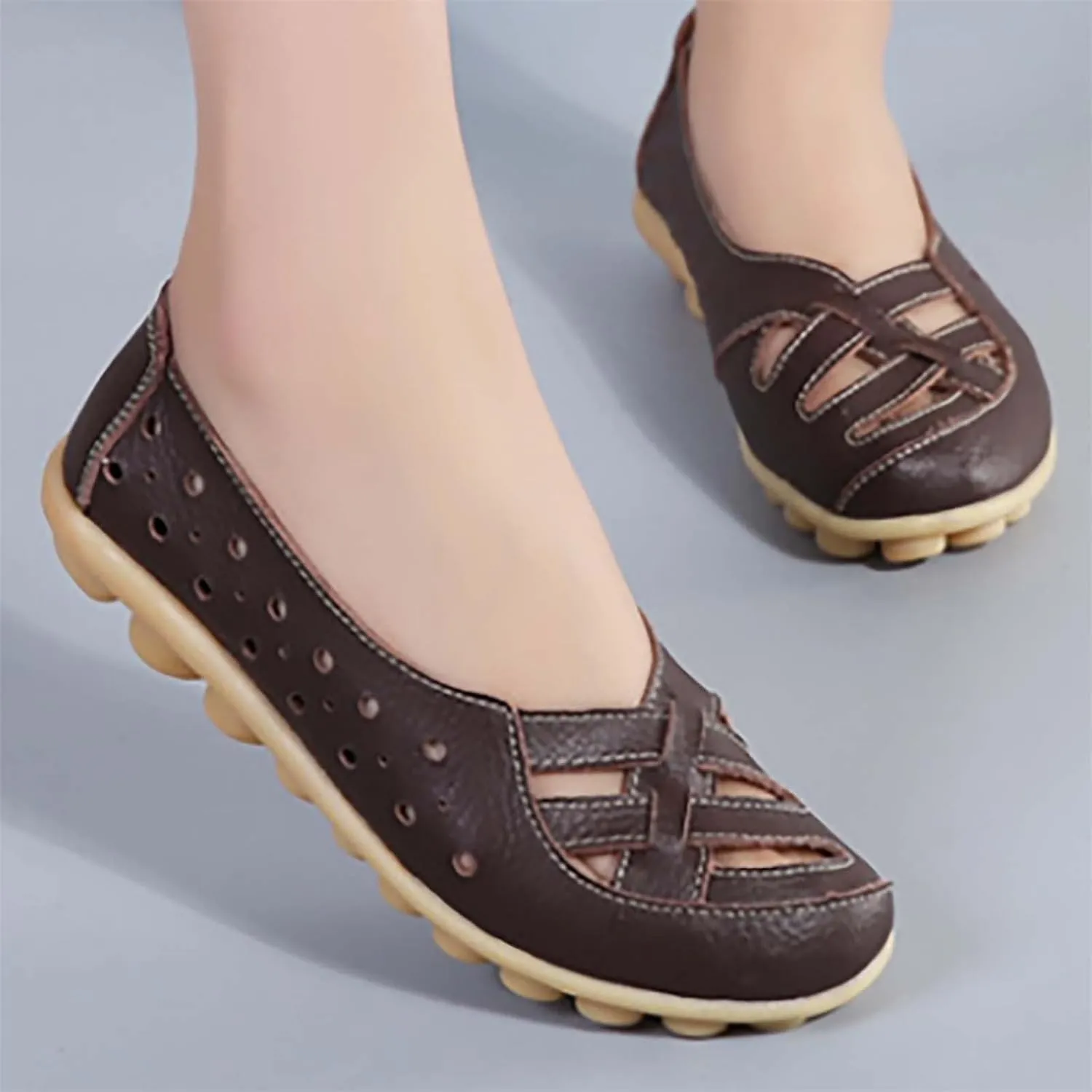 Womens Loafers Comfortable Orthopedic Breathable Leather Soft Sole Flats Driving Walking Casual Slip On Penny Shoes