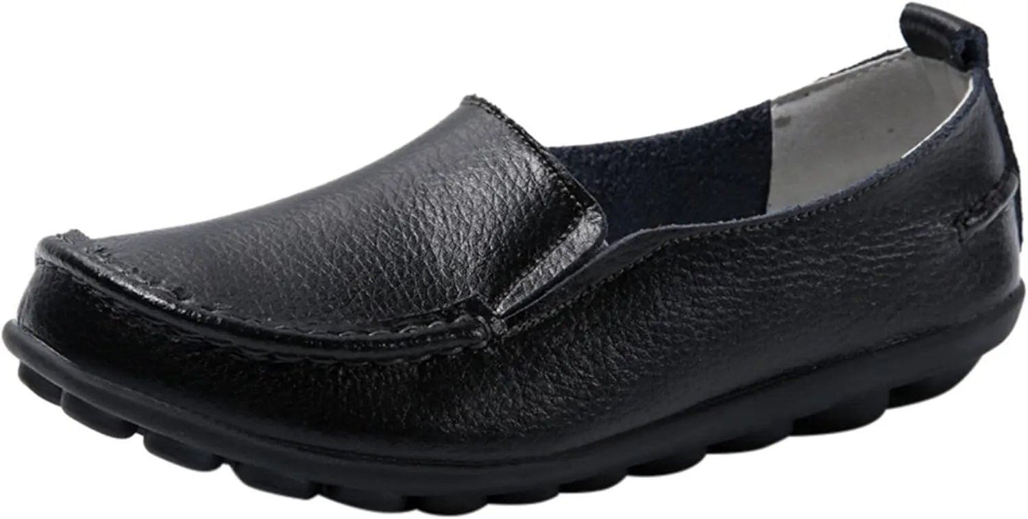 Womens Loafers Leather Penny Loafers Wide Driving Moccasins Classic Flat Shoes Comfort Lightweight Boat Shoes