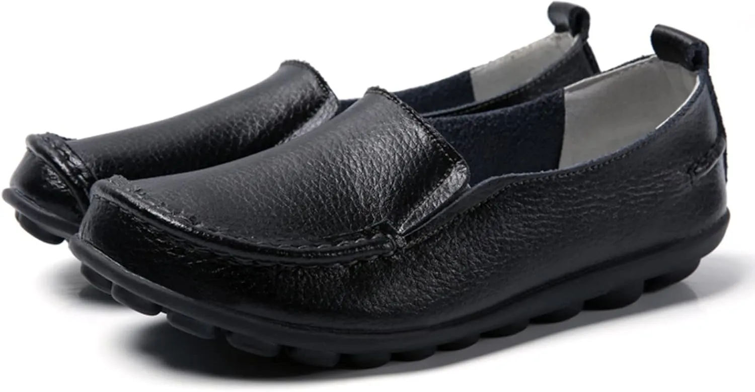 Womens Loafers Leather Penny Loafers Wide Driving Moccasins Classic Flat Shoes Comfort Lightweight Boat Shoes