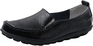 Womens Loafers Leather Penny Loafers Wide Driving Moccasins Classic Flat Shoes Comfort Lightweight Boat Shoes