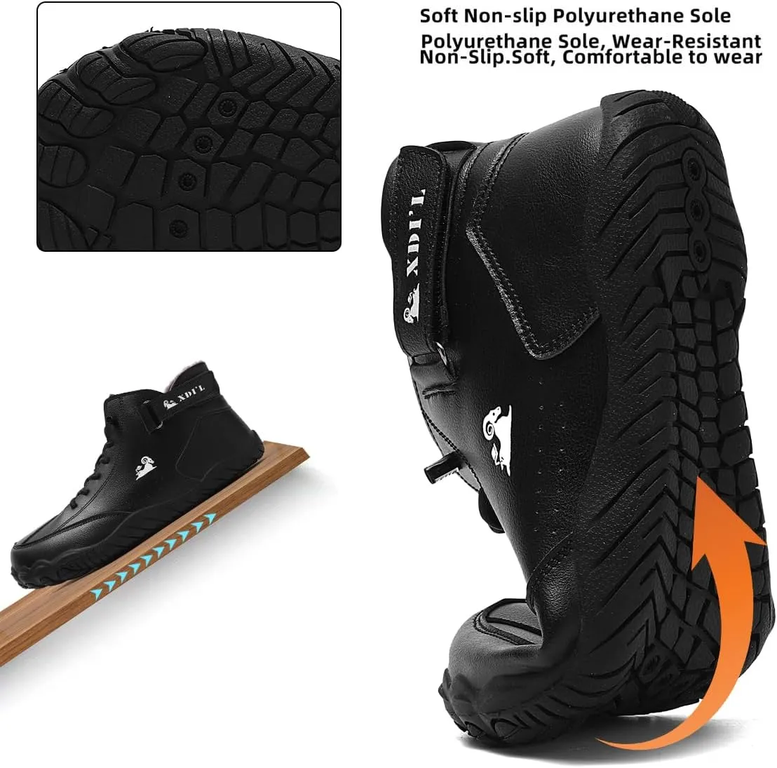 Womens Mens Barefoot Boots Shoes,High Top Wide Toe Box Zero Drop Minimalist Hiking Boots,Unisex Snow Boots Winter Shoes With Warm Fur,Waterproof Anti-Slip 38-45EU