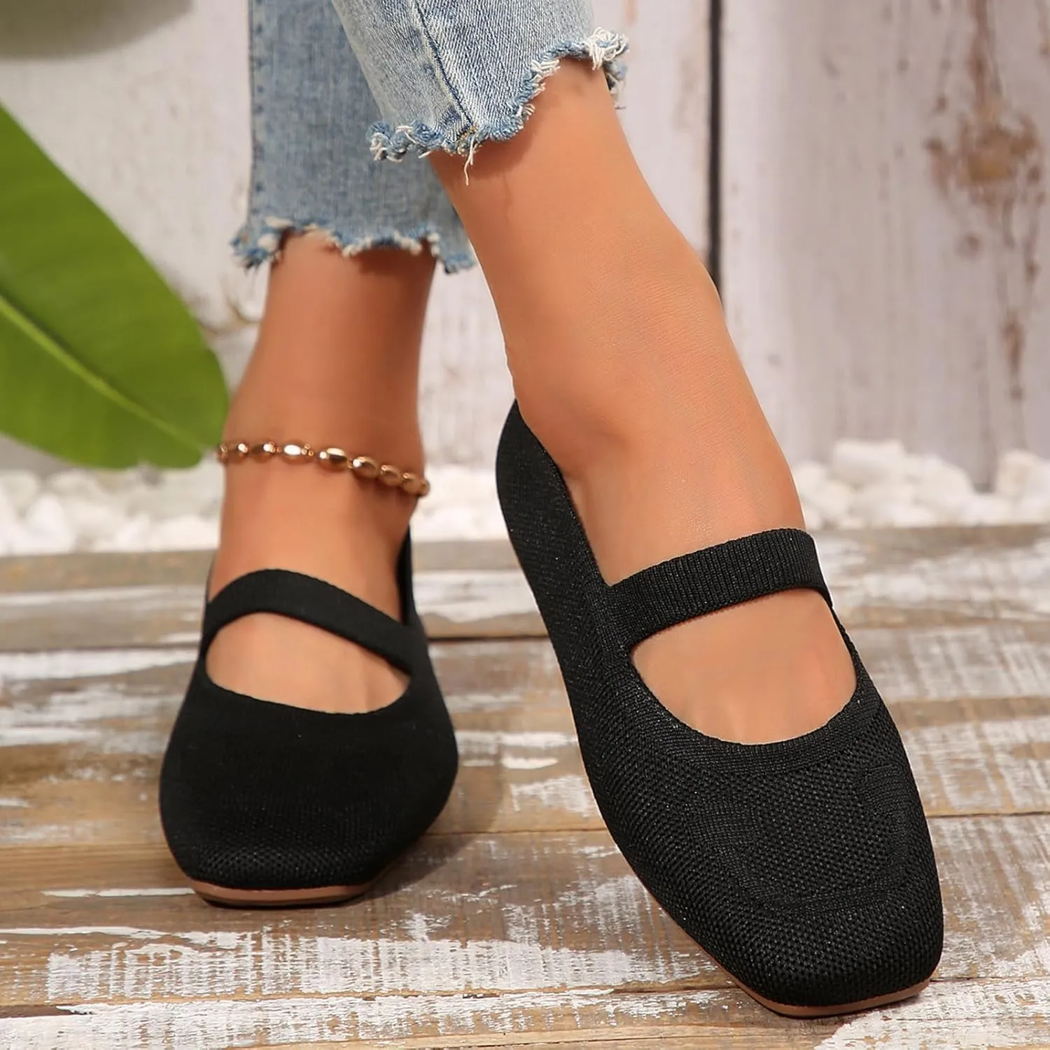 Women's Non-Slip Orthopedic Flats Shoes with Round Toe, Knit Mesh Breathable Arch Support Casual Shoes for Walking
