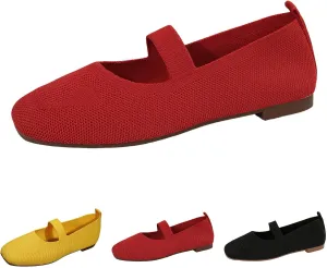 Women's Orthopedic Flats Shoes with Round Toe, Knit Mesh Breathable Arch Support Casual Non-Slip Shoes for Walking