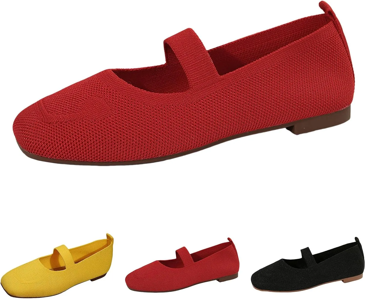 Women's Orthopedic Flats Shoes with Round Toe, Knit Mesh Breathable Arch Support Casual Non-Slip Shoes for Walking