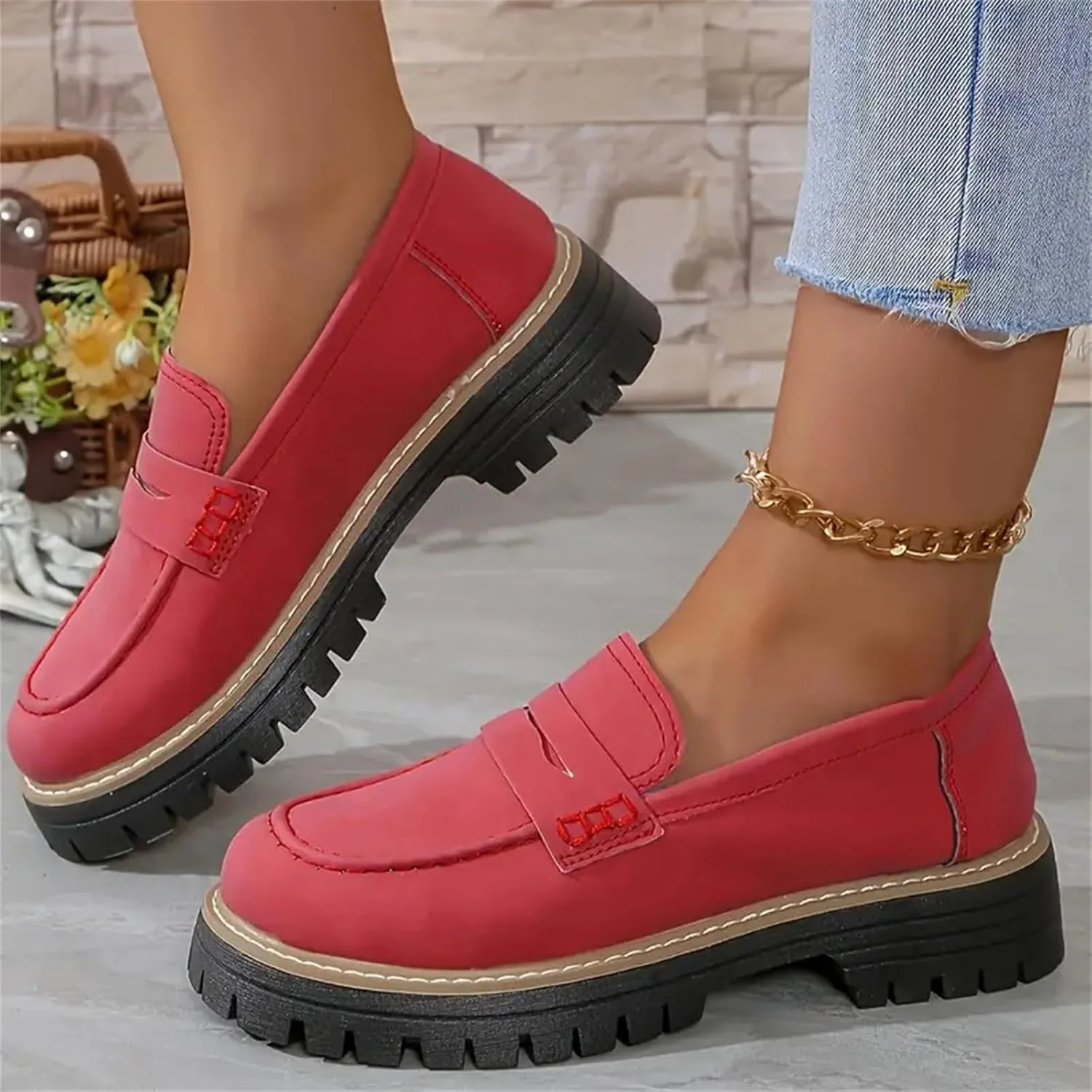 Womens Platform Loafers Shoes Slip On Platform Chunky Penny Loafer Work Office Business Casual Dress Shoe Walking Trendy Classic Flats Loafer Sneakers Sole Wide Width Comfort Driving Moccasins Shoes