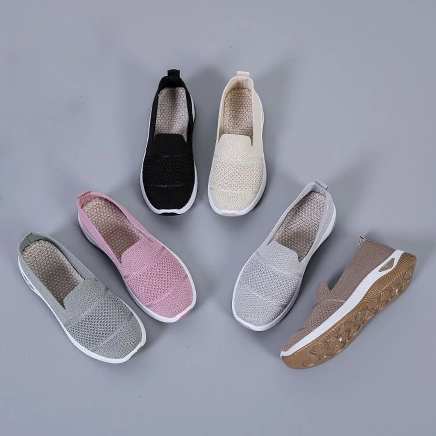 Womens Shoes Slip On Women's Sneakers Loafers Casual Solid Color Lightweight Cute Round Toe Running Shoes Loafers for Women Casual Walking Shoe