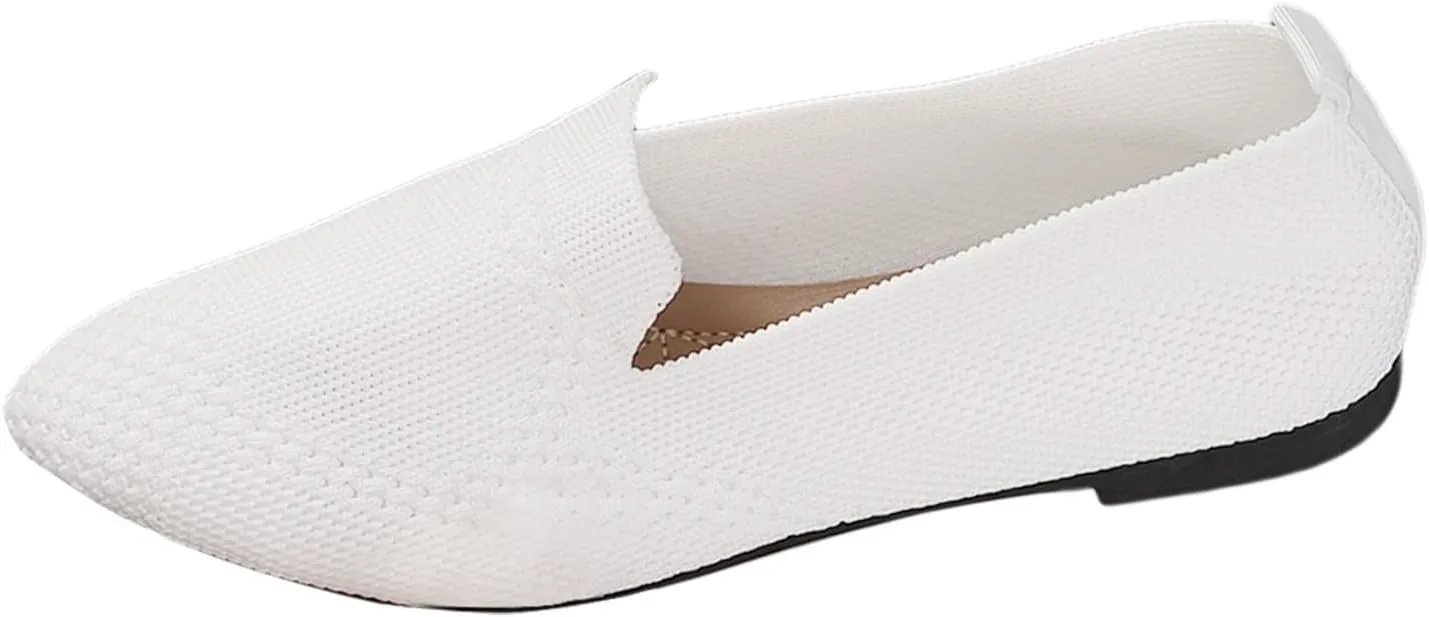 Women's Slip On Ballet Flats Low Top Pointed Toe Loafers Breathable Solid Shoes Comfortable Walking Loafers