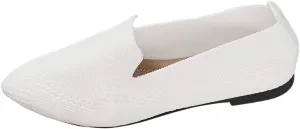 Women's Slip On Ballet Flats Low Top Pointed Toe Loafers Breathable Solid Shoes Comfortable Walking Loafers