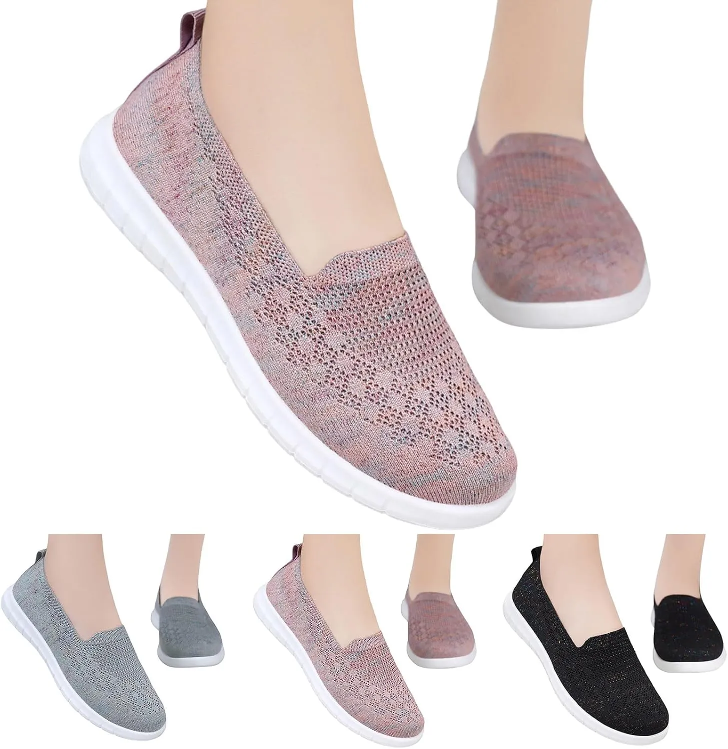 Women's Slip On Casual Shoes Fashion Simple Breathable Shoes Cushioned Walking Driving Shoes Elderly Shoes