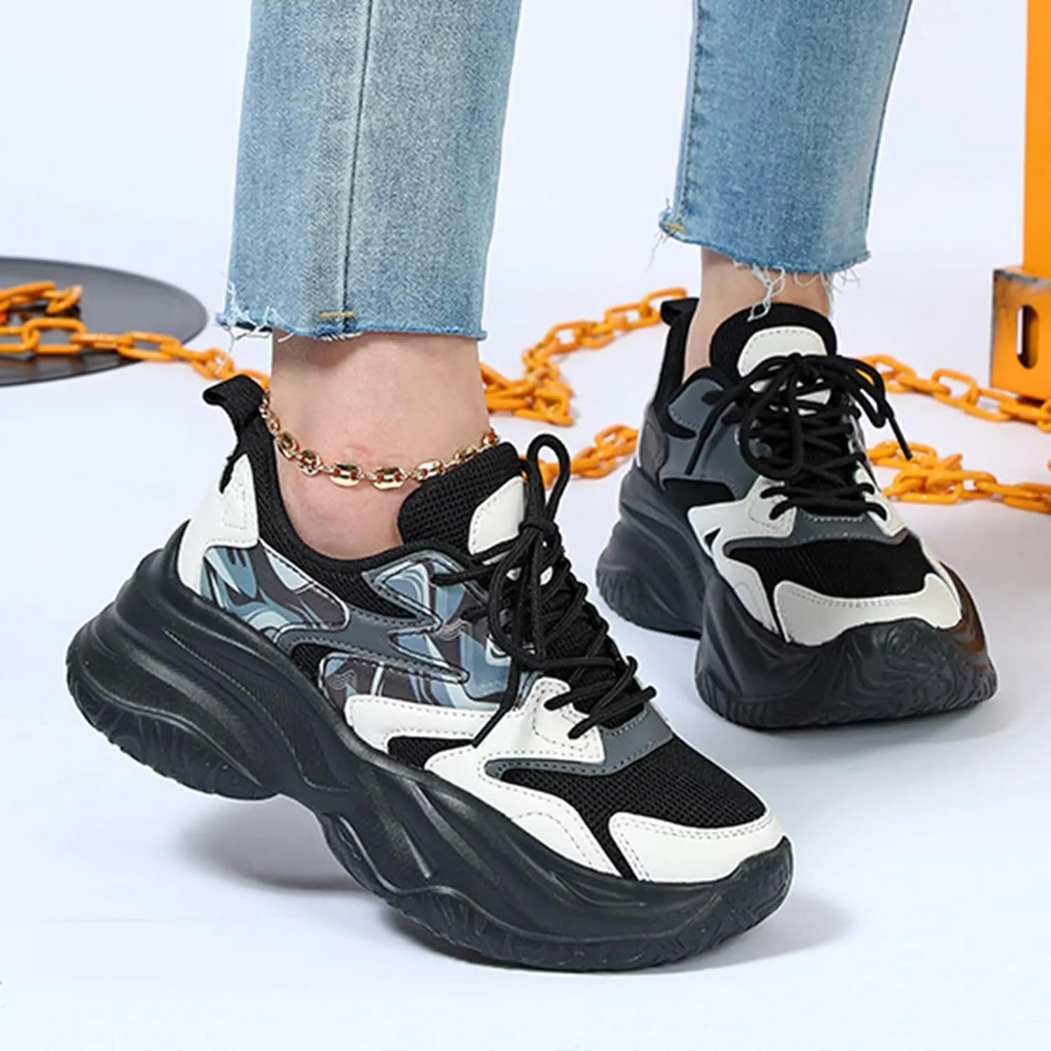 Women's Sneakers Size 9.5 Wide Walking Shoes for Women with Arch Support and Comfort Wide Black and Gold Gym Shoes for Women Women's Sneakers Wide Fit Comfy Shoes for Women Standing All Day Black