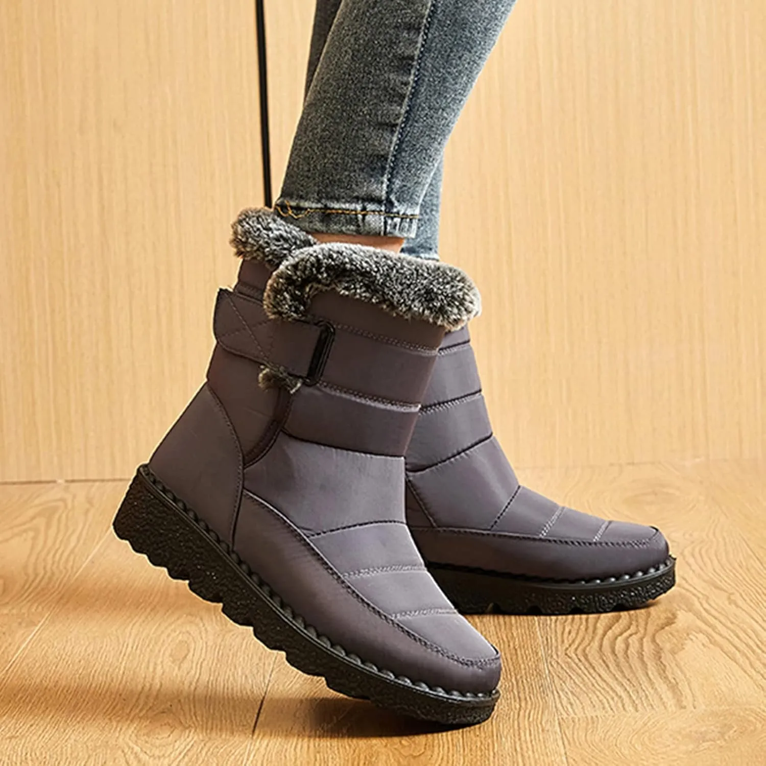 Womens Snow Boots Black Snow Boots for Ladies Indoor Outdoor Womens Winter Snow Boots Women Ankle Booties Womens Winter Boot Slip On Black Boots for Women Mens Snow Booties