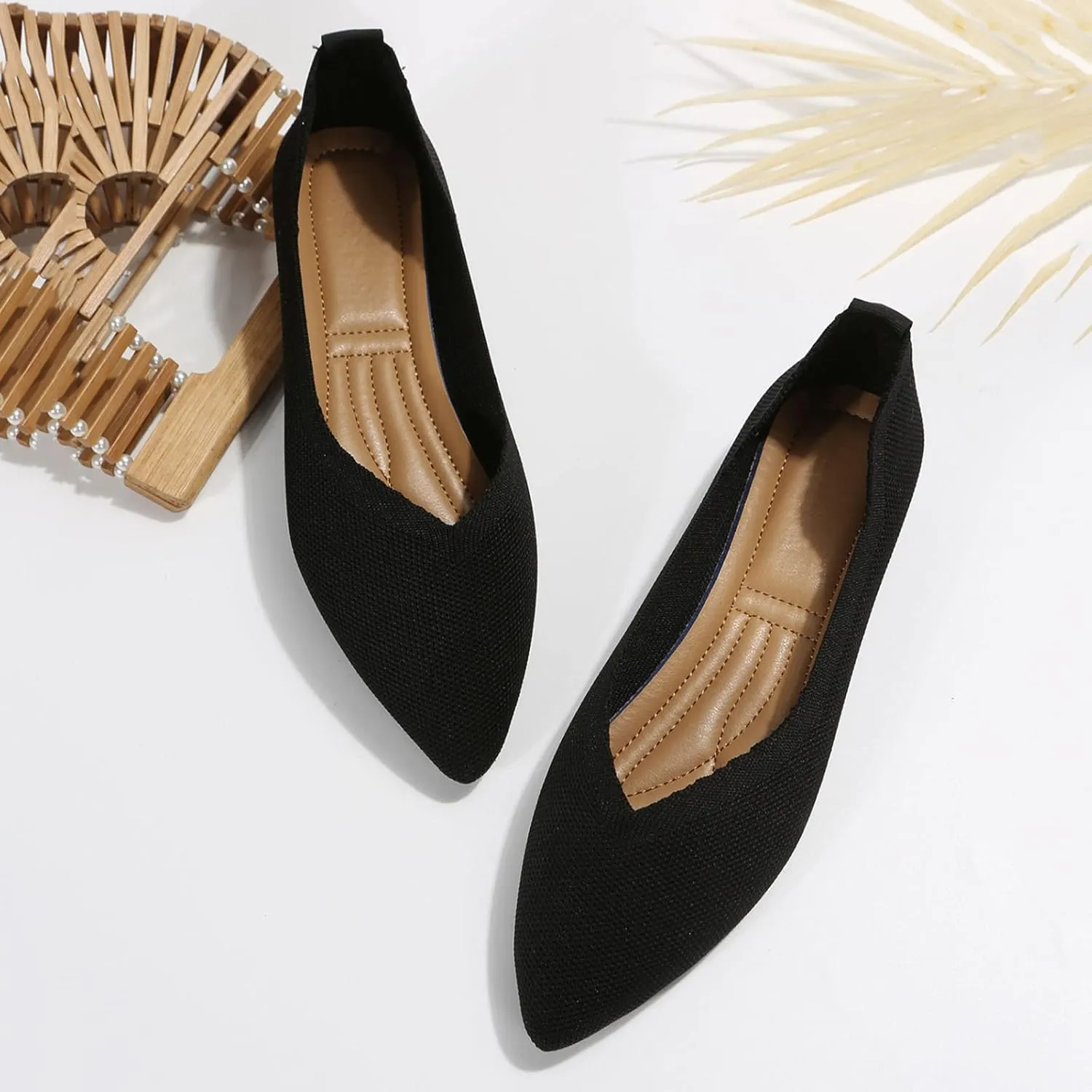 Women's Temperament Pointed Toe Loafers Breathable Mesh Shoes Comfortable Flat Shoes Soft Walking Driving Shoes