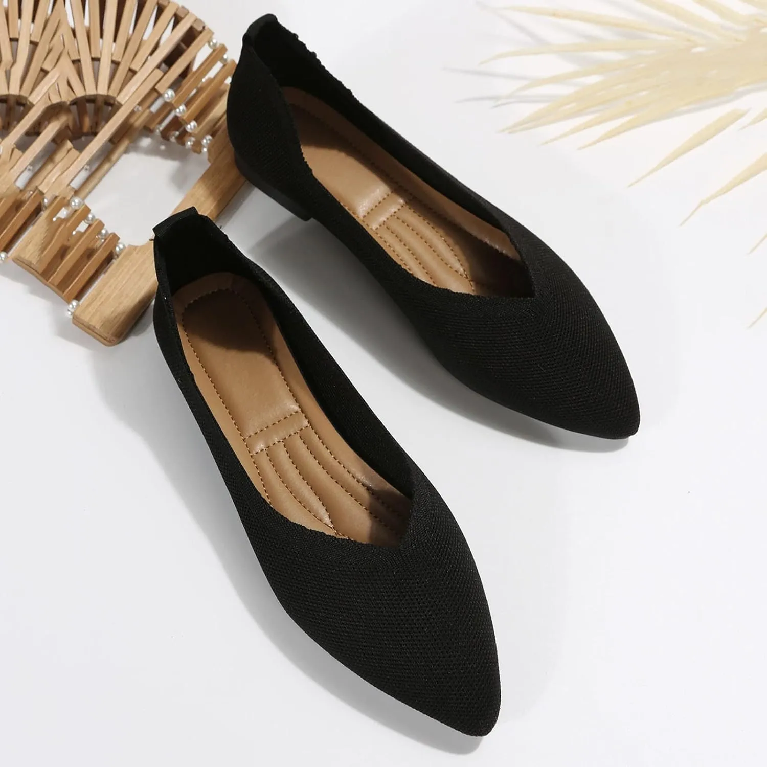 Women's Temperament Pointed Toe Loafers Breathable Mesh Shoes Comfortable Flat Shoes Soft Walking Driving Shoes
