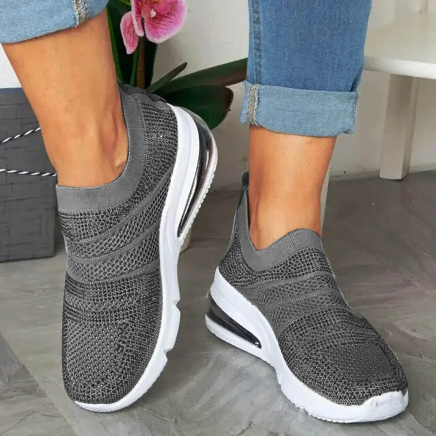 Womens Walking Shoes with Support Black On Black Walking Shoes Women Wide Feet Black Shoes Women Casual High Tops Wedge Sneakers for Women Dressy Size 10 Women Walking Shoes Slip On